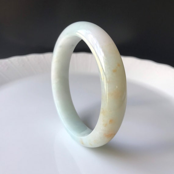 Jade Bangle 56.8mm - Authentic Burmese Jadeite Jade Type A/ Grade A Translucent Bluish Green White 56.8 mm Jade Bangle