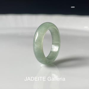 Jade Ring US6.9 - Natural Burmese jadeite translucent green Authentic Grade A Jadeite band ring