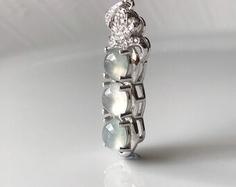 Icy Jade Pendant - Almost colorless Grade A High Translucent Natural Burmese Jadeite 925 Silver Pendant Icy Jadeite Fine Jewelry