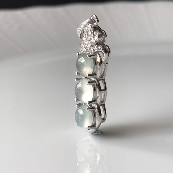 Icy Jade Pendant - Almost colorless Grade A High Translucent Natural Burmese Jadeite 925 Silver Pendant Icy Jadeite Fine Jewelry