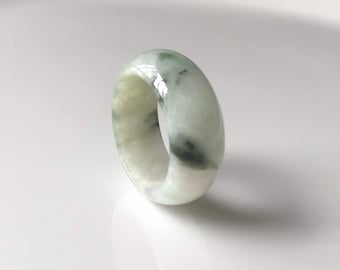 Jade Ring US7.25 Jade Band Ring - 100% Natural Burmese Jadeite Grade A Myanmar Type A Jadeite Ring Wide Band ring