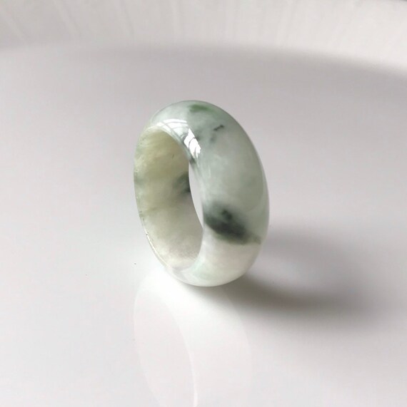 Jade Ring US7.25 Jade Band Ring - 100% Natural Burmese Jadeite Grade A Myanmar Type A Jadeite Ring Wide Band ring