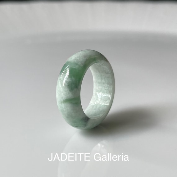 Jadeite Ring US3.75- Natural Burmese jadeite Authentic Grade A Jade Band Ring Small size Jadeite Band Ring