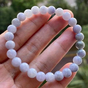 Lavender Jade beads Bracelet Untreated Jadeite Natural Type A Burmese Jadeite Translucent