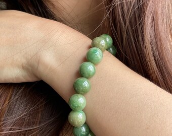 Jade Bead 13mm+ Men's Bracelet - Natural Type A Burmese