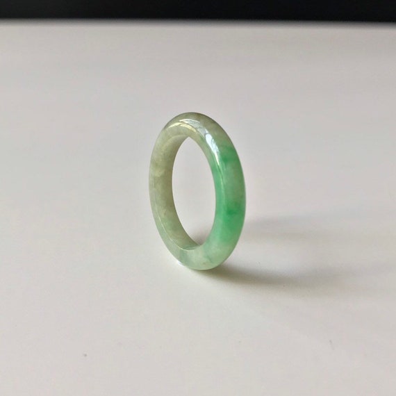 Jade Ring US6.6 Genuine Natural Burmese Green Jadeite Abacus Ring Green Jade Ring Jadeite Band Ring Natural Jade Ring