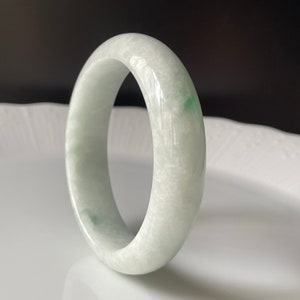 Jade Armreif 52.5 mm - Authentische natürliche BURMESISCHE JADEIT Armspange Durchscheinendes weißes Jade Armreif
