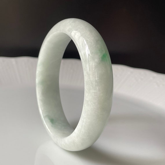 Jade Bangle 52.5 mm - Authentic Natural BURMESE JADEITE Bangle Translucent White Jade Bangle Bracelet