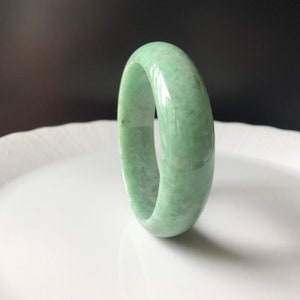 Natural Jade Bangle 59.2mm- Pea Green Untreated Grade A Burmese Jadeite Authentic Natural Jade Bangle