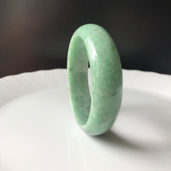 Natural Jade Bangle 59.2mm- Pea Green Untreated Grade A Burmese Jadeite Authentic Natural Jade Bangle