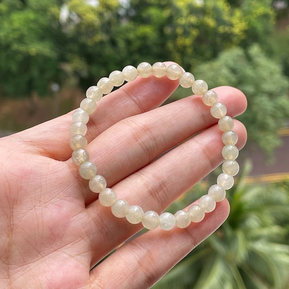 Jade bead bracelet 5.9mm bead - Natural Type A Burma Jadeite Translucent Brown Sugar Authentic Myanmar Gems Jade Bracelet