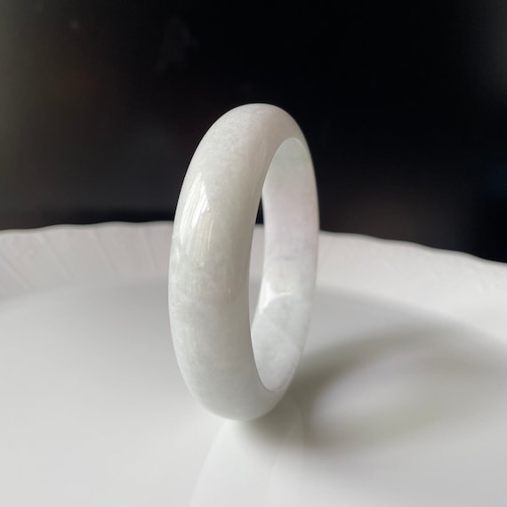 Jadeite Jade Bangle 53 mm - Authentic Type A Burmese Jadeite Jade Milky Off-White Jade Bangle Translucent