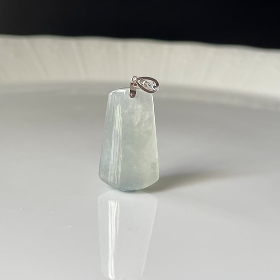 Jade  Pendant 18K gold Bail - Authentic Burmese Jade White Translucent Grade A Jadeite Jade Jewelry