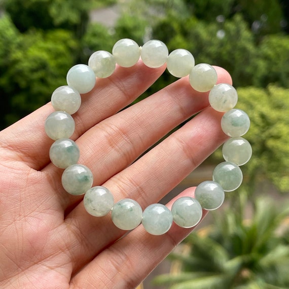 Natural jade bead bracelet 9mm jadeite bead - Unisex Wearable Jadeite Beaded Bracelet Authentic Type A Translucent Burmese Jade Bracelet