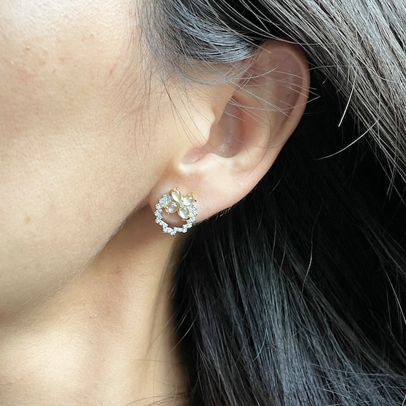 Grade A Icy Jade Earrings - Type A Natural Burmese Jadeite with 925 silver Icy Jade cabochons earrings