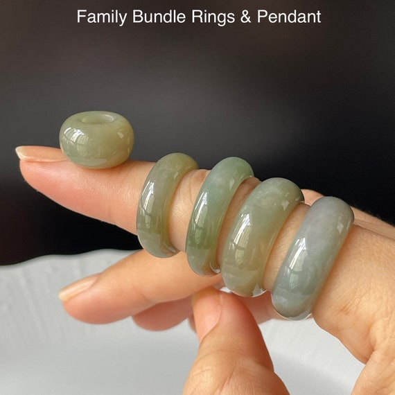 Rare Family Bundle from Single Stone Jade Band Rings US6.25 US6.75 US4  Authentic Burmese Jadeite  Genuine Natural Grade A