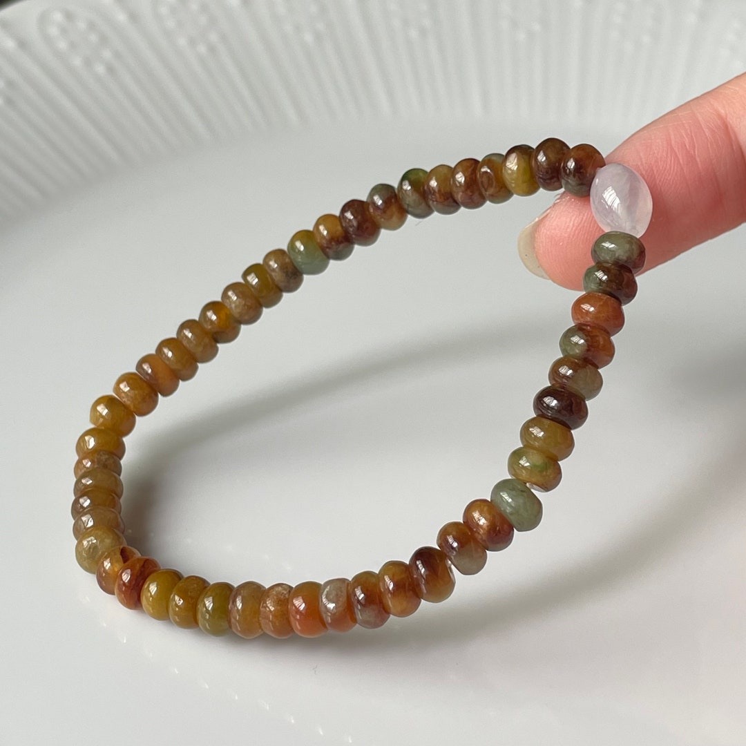 Natural Brown Jade Bead Bracelet Type A Burma Jadeite grade A Myanmar
