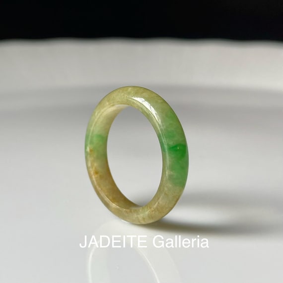 Burmese Jadeite Ring US6.75, Natural Green Jade Band