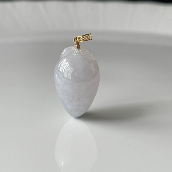 Jade Pendant Peach Pendant- Authentic  Myanmar Type A Translucent Pale Lilac Near White Jadeite Pendant