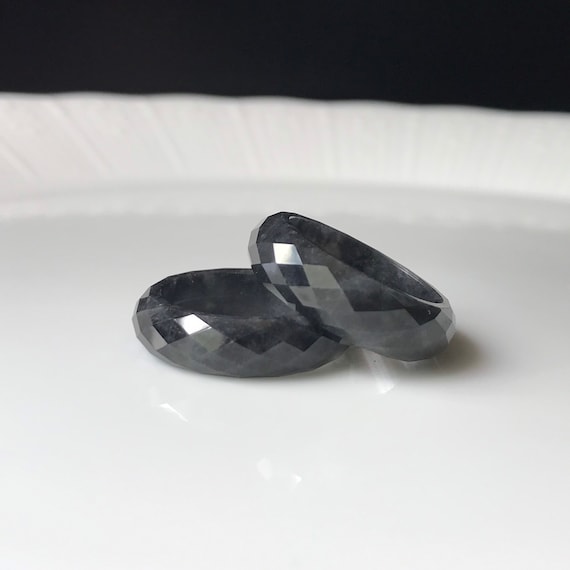 US7.8 Jade ring Type A Burmese Jade sparkle faceted band Ring Untreated Authentic Translucent Black Chicken Variety Grade A Jadeite ring