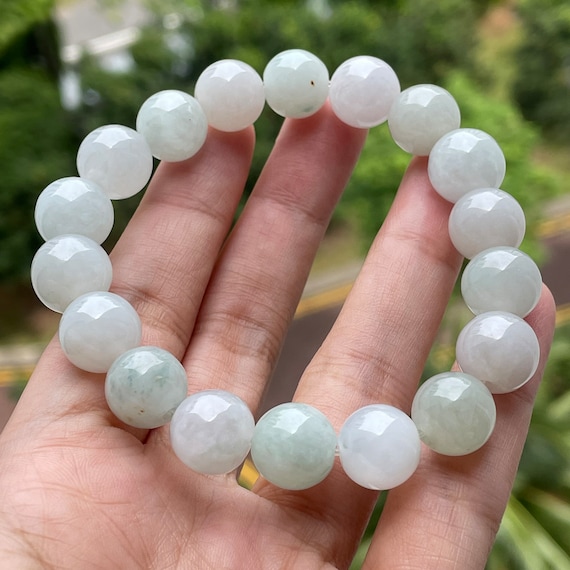 Genuine Real Natural Beaded Chinese Hetian Green Jade Beads Bracelet  Certificate | eBay