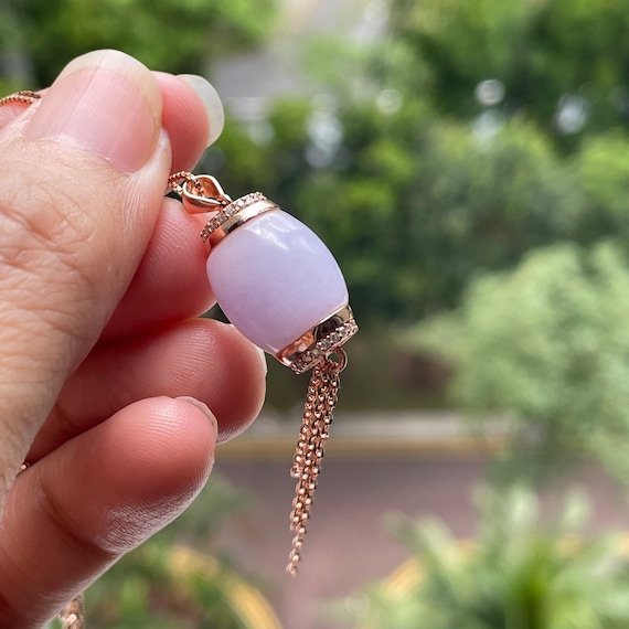 Jadeite Full Lavender Royal Drum Pendant- Myanmar Jadeite Authentic Grade A Green Jade Pendant Lavender Jade Pendant