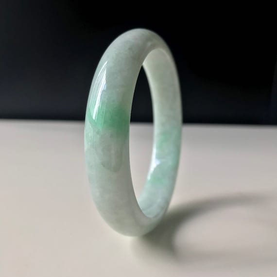 Jade Bangle 57mm - Natural Type A Burmese Jadeite Jade 100% Authentic Translucent Green Natural Jade Bangle