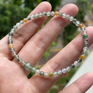 Jadeite Bead Bracelet 3mm Natural Myanmar Jade Authentic Translucent Tricolor Rainbow Corn Burmese Jade Beads Bracelet