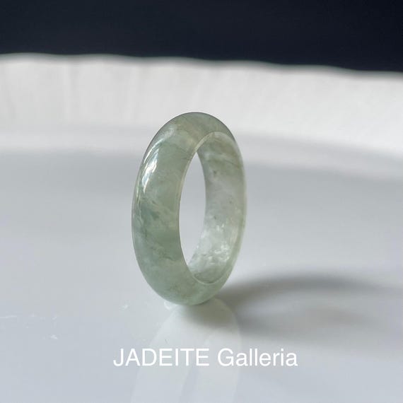 Jade ring US7.25 - Authentic Natural Type A Burmese (Myanmar) Jadeite Jade solid jade band ring