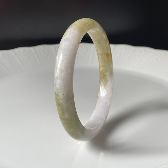 Jade Bangle 58.5mm- Natural Type A Burmese Jadeite Jade Translucent Jade Bangle Bi Color Burmese Jade Bangle