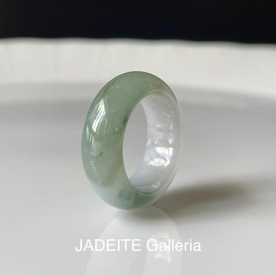 Jade Band Ring US5.75 -  Genuine Burmese Jadeite Natural Grade A Bi-color jade ring unisex jade band ring
