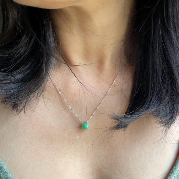 Natural Jade Pendant - Grade A Burmese Green Jadeite cabochon with 925 Silver Pendant