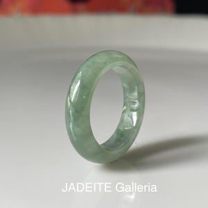 Jade Ring US6.8 - Natural Burmese jadeite translucent green Authentic Grade A Jade band ring