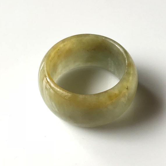 Jade Ring US7.9 - Authentic Burmese Natural Type A Jadeite Jade Kiwi Yellow Jade Big Breadth Jade Band Ring