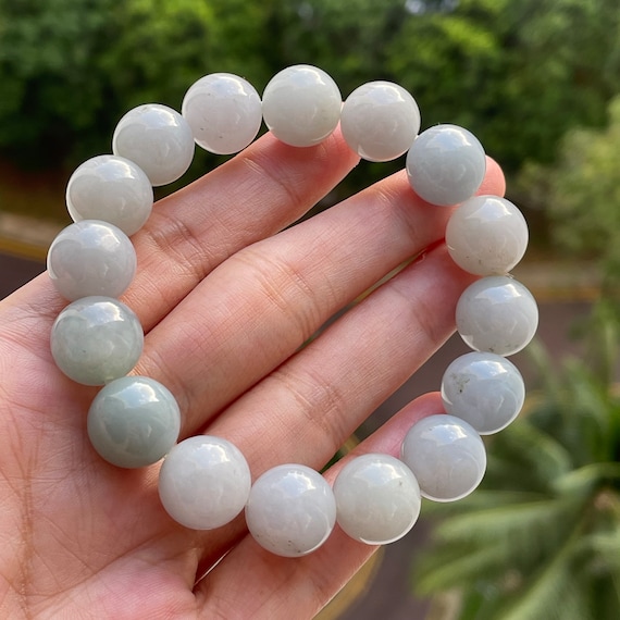 Jade bead bracelet- Natural Type A Burmese Jadeite Rare Hue of Yam Shade Translucent jadeite bracelet
