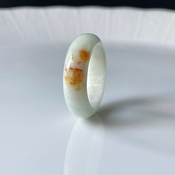 Jade Ring US8.75 Natural Type A Burmese Jadeite Ring Untreated Jade Rings Men’s Jade Ring Unisex Jade Band Rings
