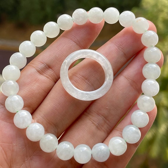 Buy Jade Green jade Crystal Bracelet Certified Natural 8mm Beads [ AAA ]  Quality at Amazon.in