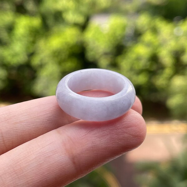 Lavender Jade Band Rings US3.25 Authentic Burmese Jadeite Jade Natural Grade A Translucent Soft Yam