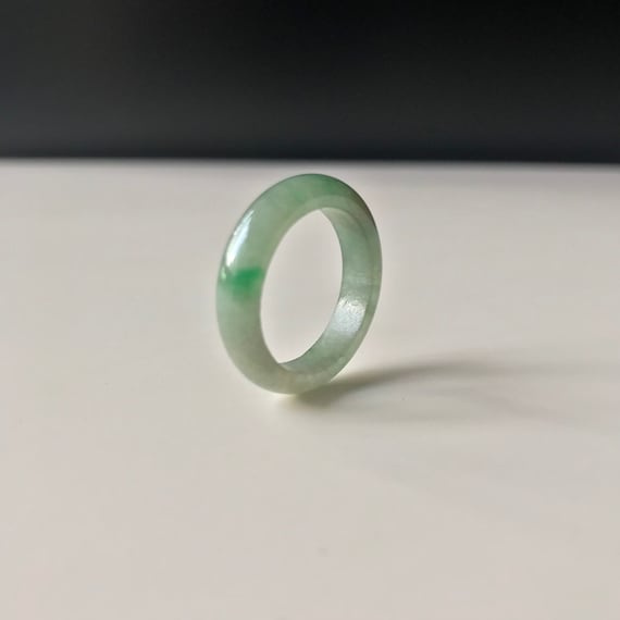 Jadeite Band Ring US6.8  Authentic Natural Burmese Green Jadeite Abacus Ring Green Jade ring Natural Jadeite Ring Jade Band Ring