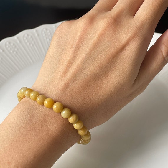 7mm Honey Yellow Jade Bead Bracelet 100 Natural Type A Burma Etsy UK