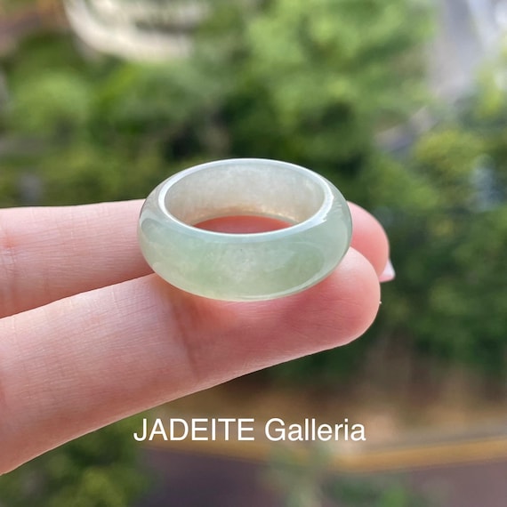 Jade Ring US7 Authentic Natural Burmese Jadeite Abacus Ring Green Jade Band Ring