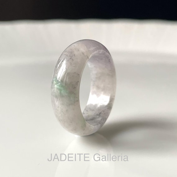 Jade Rings US 7.5 unisex band ring - Authentic Burmese Jadeite Jade Natural Grade A Translucent