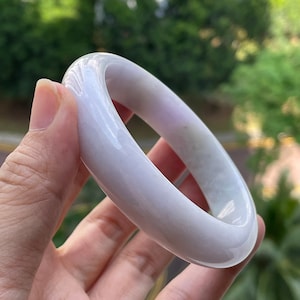 Jade Bangle 58.6mm- Natural Type A Jadeite Bangle Authentic lavender jade bangle Soft Lavender Certified Jadeite Bangle Jade Bracelet