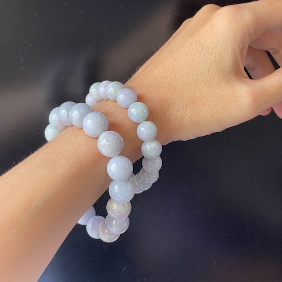 Couple Bracelet Set from Single Jadeite Boulder unisex wearable Natural Type A Burmese Jadeite Rare Snowy Lavender Price for a set of two