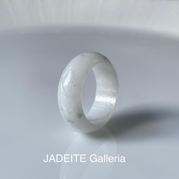 Jade Ring US6 BURMESE WHITE JADEITE Natural Type A Genuine Jade Band Ring