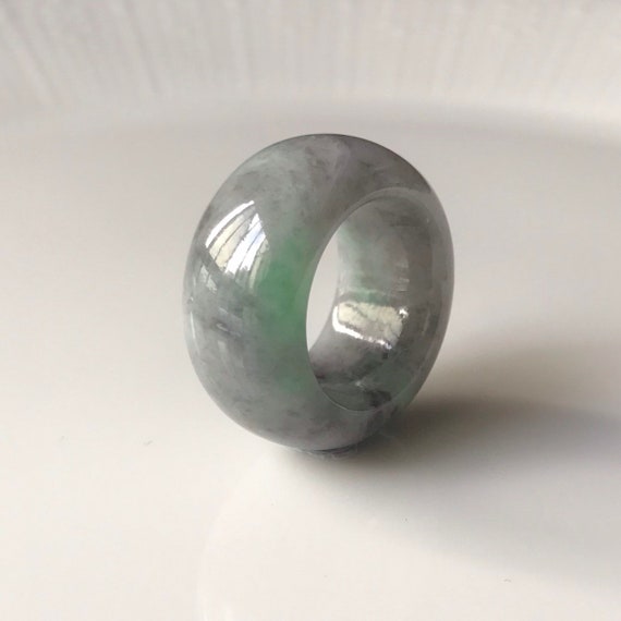 Jade ring US5.8 Burmese Jadeite Grade A Rare Grey Green Abacus Ring or Jadeite Pendant