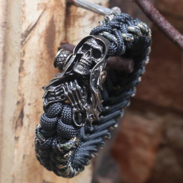 The Cult Premium Paracord Bracelet, Grim Reaper, Skull Bracelet, Mens Bracelet, Mens Accessories.