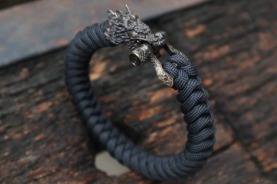 Paracord Bracelet Dragon. Exclusive Bracelet for Man, Clasp Bronze -   Denmark