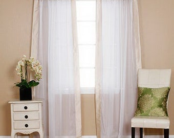 100% cotton Organdy Curtains ~ 44" x 90" long tab top