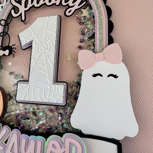 Spooky One, Spooky Cake Topper, Pastel Halloween,Pink Halloween, Shaker Cake Topper image 13
